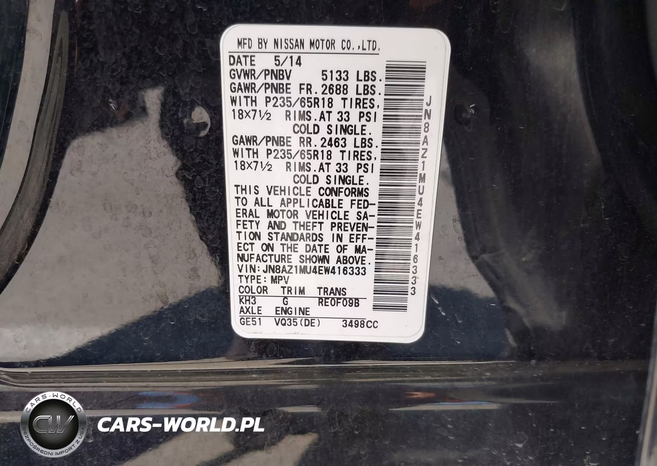 2014 Nissan Murano S VIN:JN8AZ1MU4EW416333 - 9