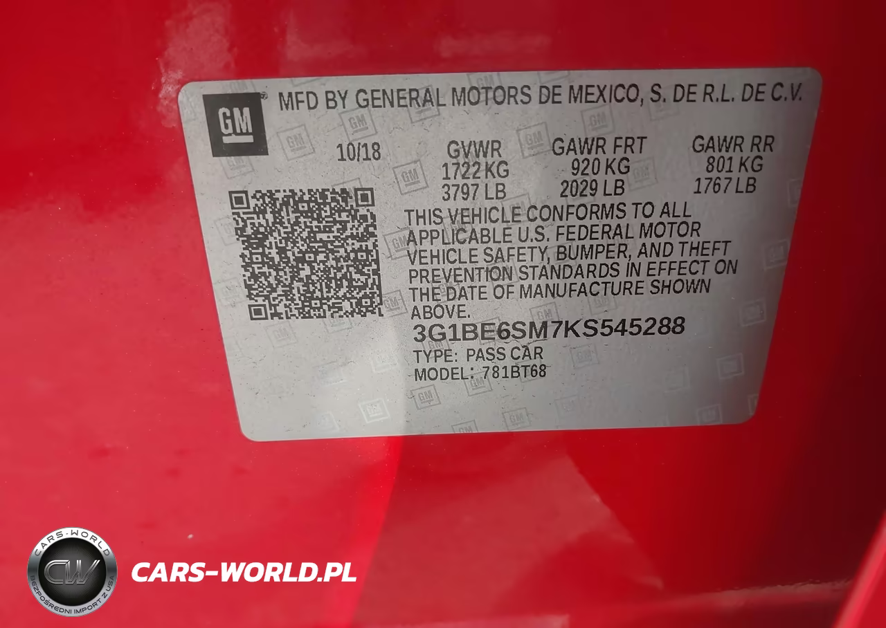 2019 Chevrolet Cruze Lt VIN:3G1BE6SM7KS545288 - 9