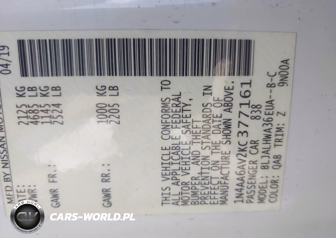 2019 Nissan Maxima 3.5 Platinum VIN:1N4AA6AV2KC377161 - 9