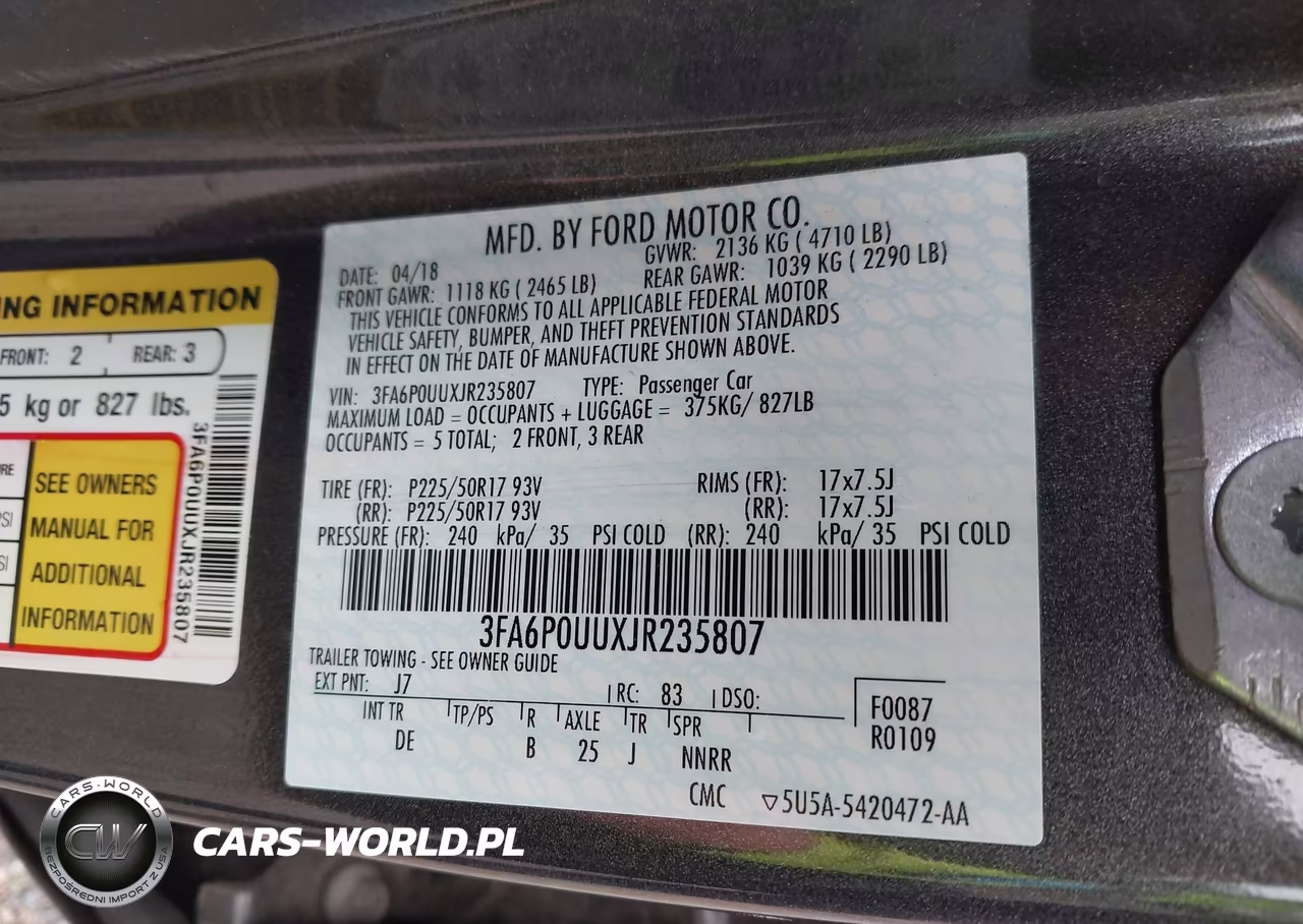 2018 Ford Fusion Hybrid S VIN:3FA6P0UUXJR235807 - 9