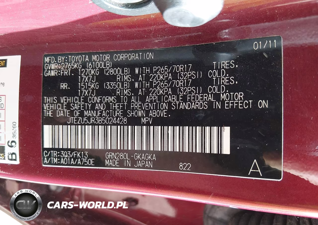 2011 Toyota 4Runner Sr5 V6 VIN:JTEZU5JR3B5024428 - 9