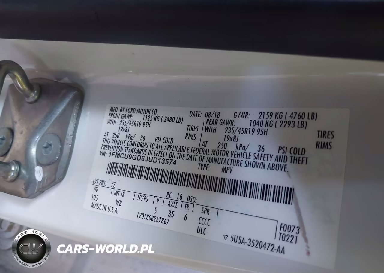 2018 Ford Escape Se VIN:1FMCU9GD6JUD13574 - 9