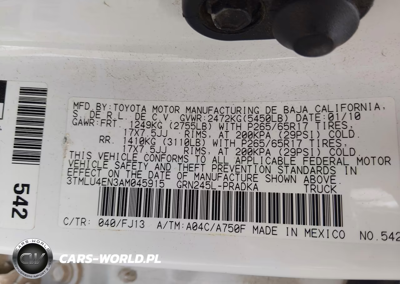 2010 Toyota Tacoma Base V6 VIN:3TMLU4EN3AM045915 - 9