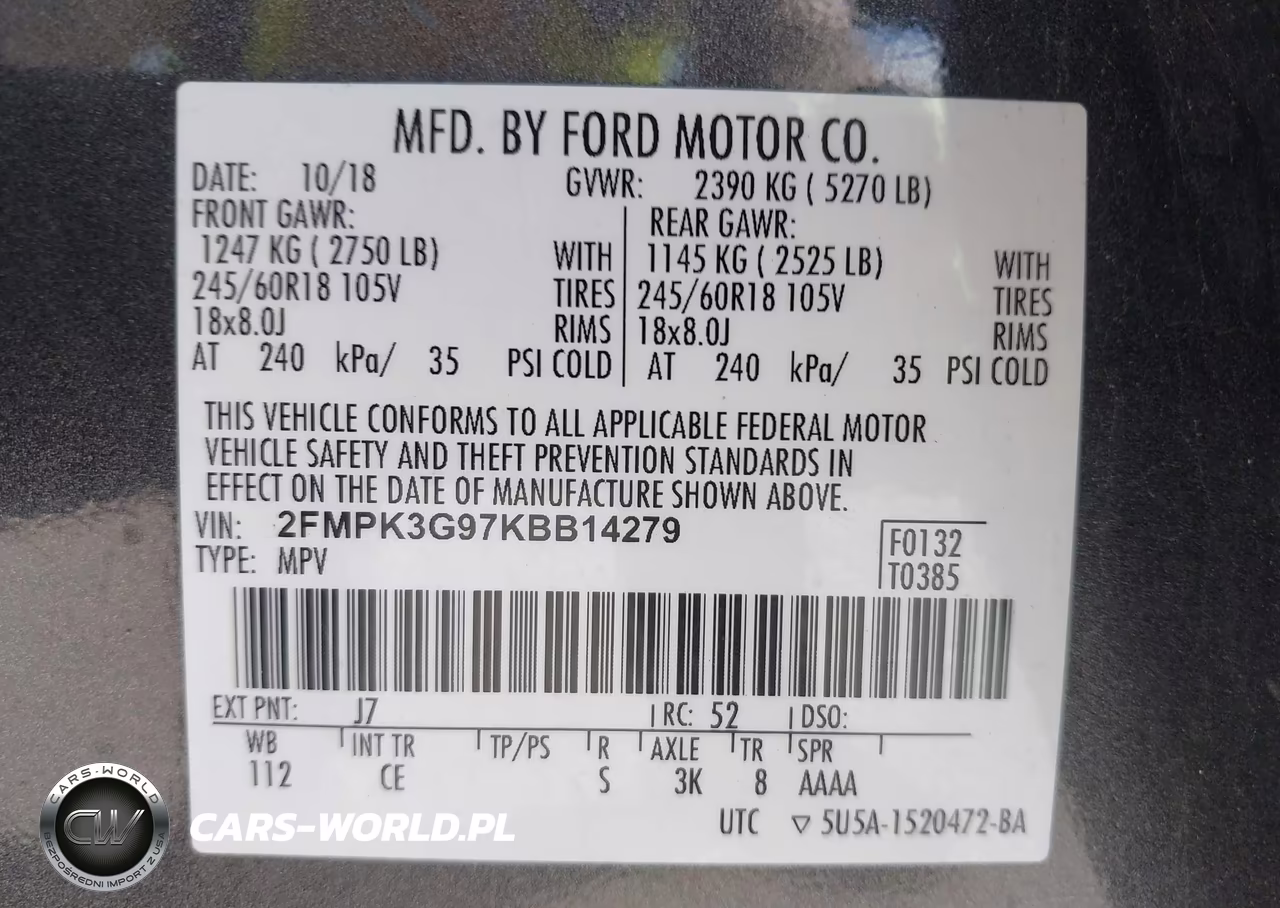 2019 Ford Edge Se VIN:2FMPK3G97KBB14279 - 9