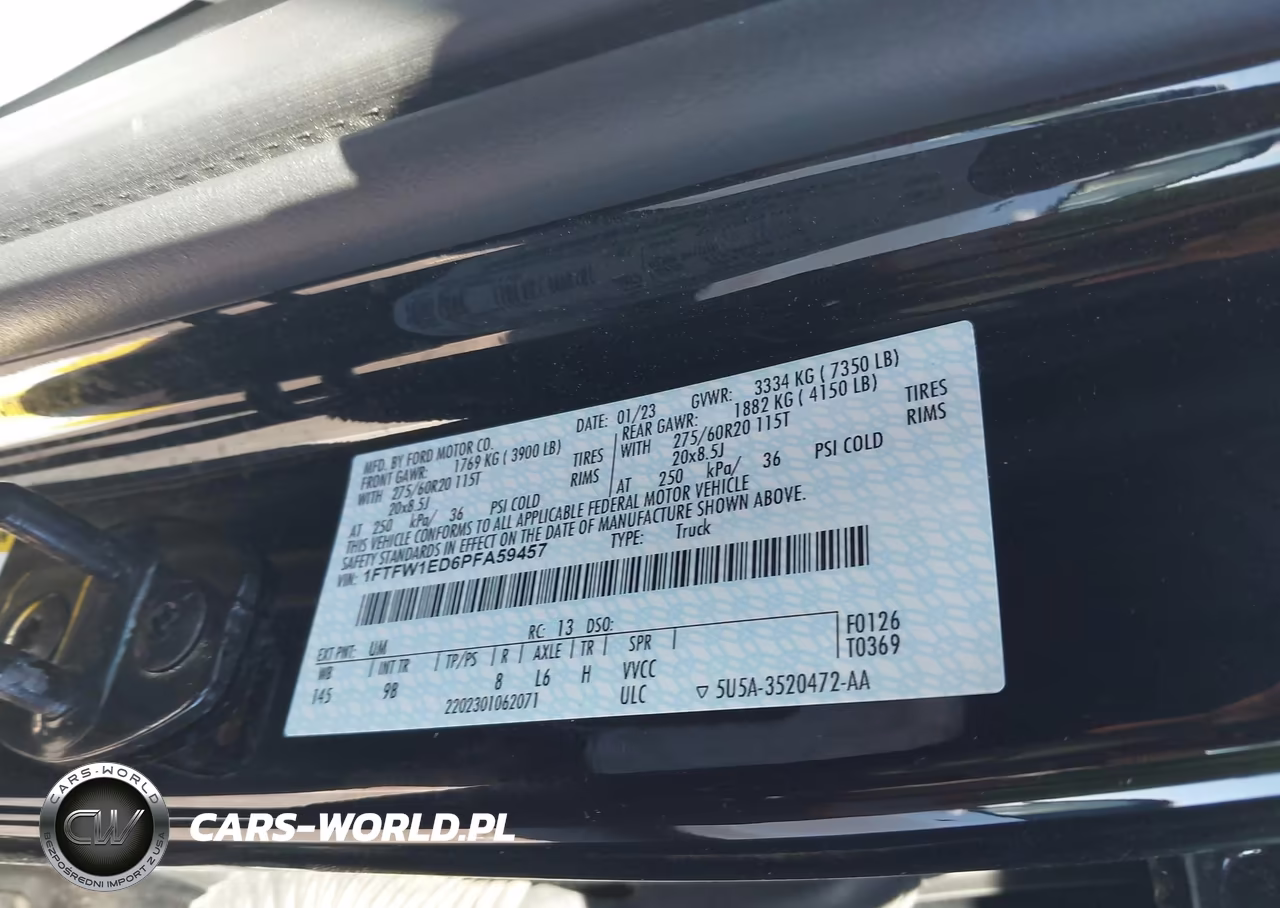 2023 Ford F-150 Platinum VIN:1FTFW1ED6PFA59457 - 9