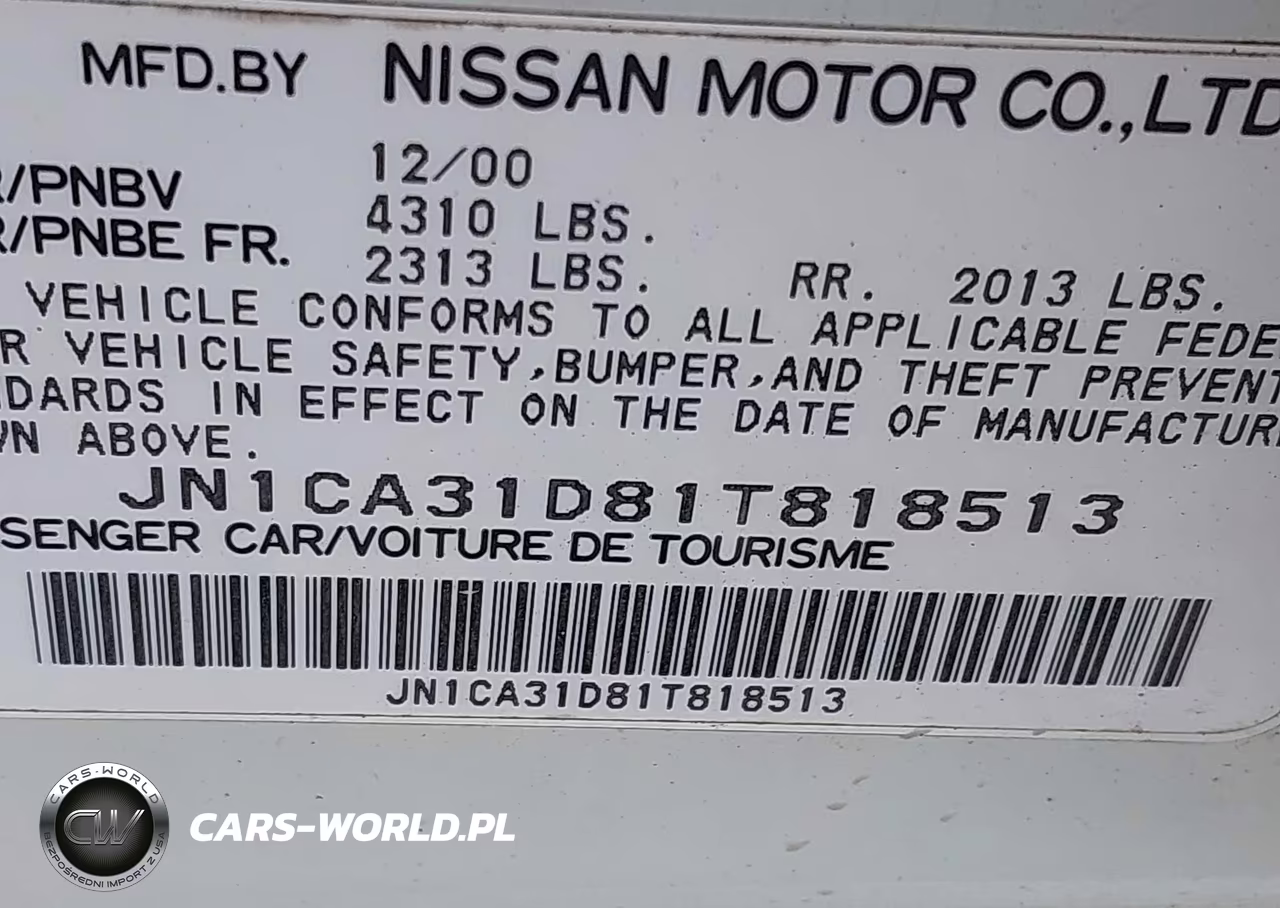 2001 Nissan Maxima Gle VIN:JN1CA31D81T818513 - 9