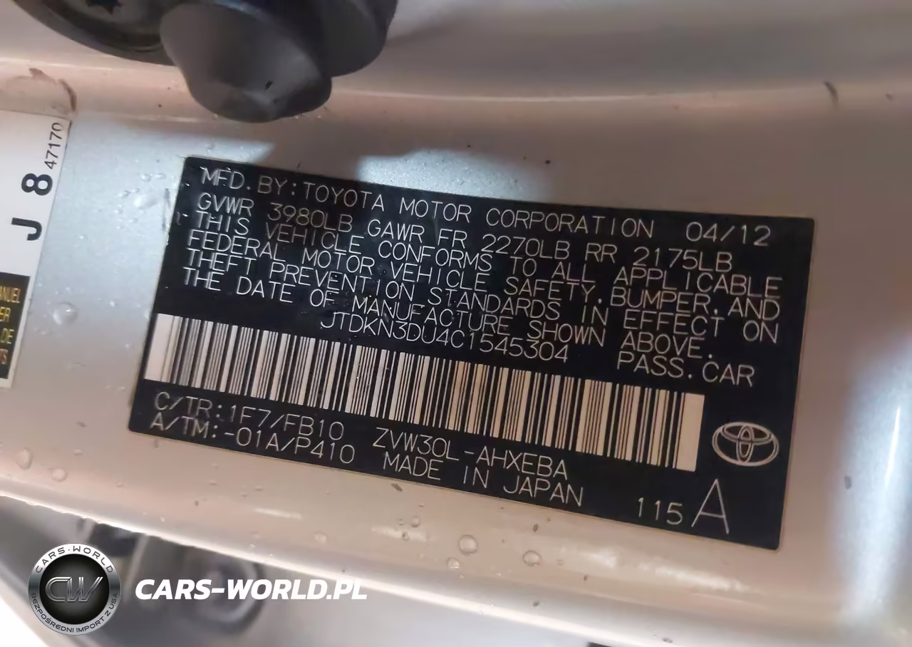2012 Toyota Prius Two VIN:JTDKN3DU4C1545304 - 9