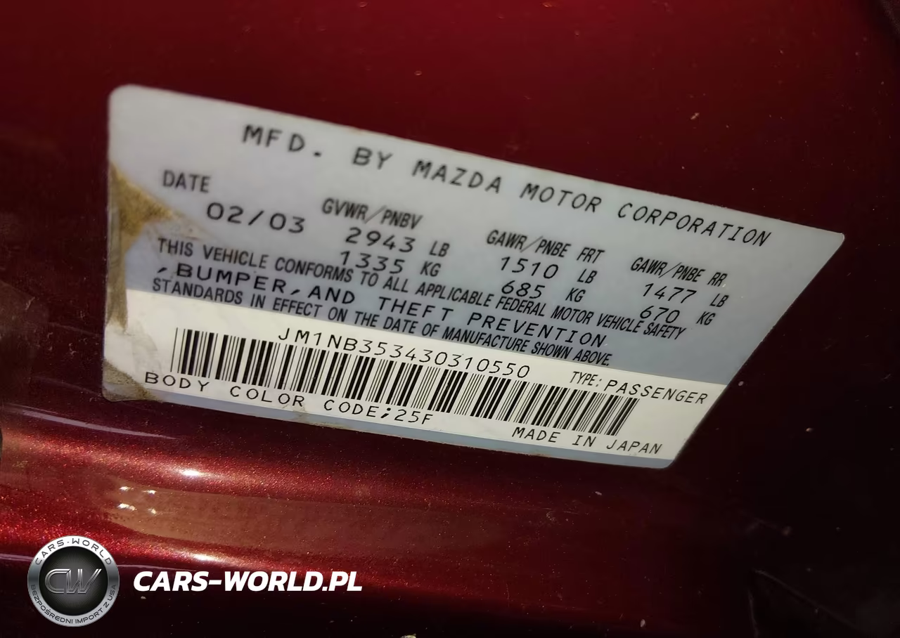 2003 Mazda Mx-5 Miata Cloth-Ls-Se-Shinsen VIN:JM1NB353430310550 - 9