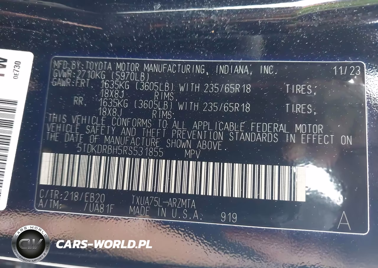 2024 Toyota Highlander Xle VIN:5TDKDRBH5RS531855 - 9