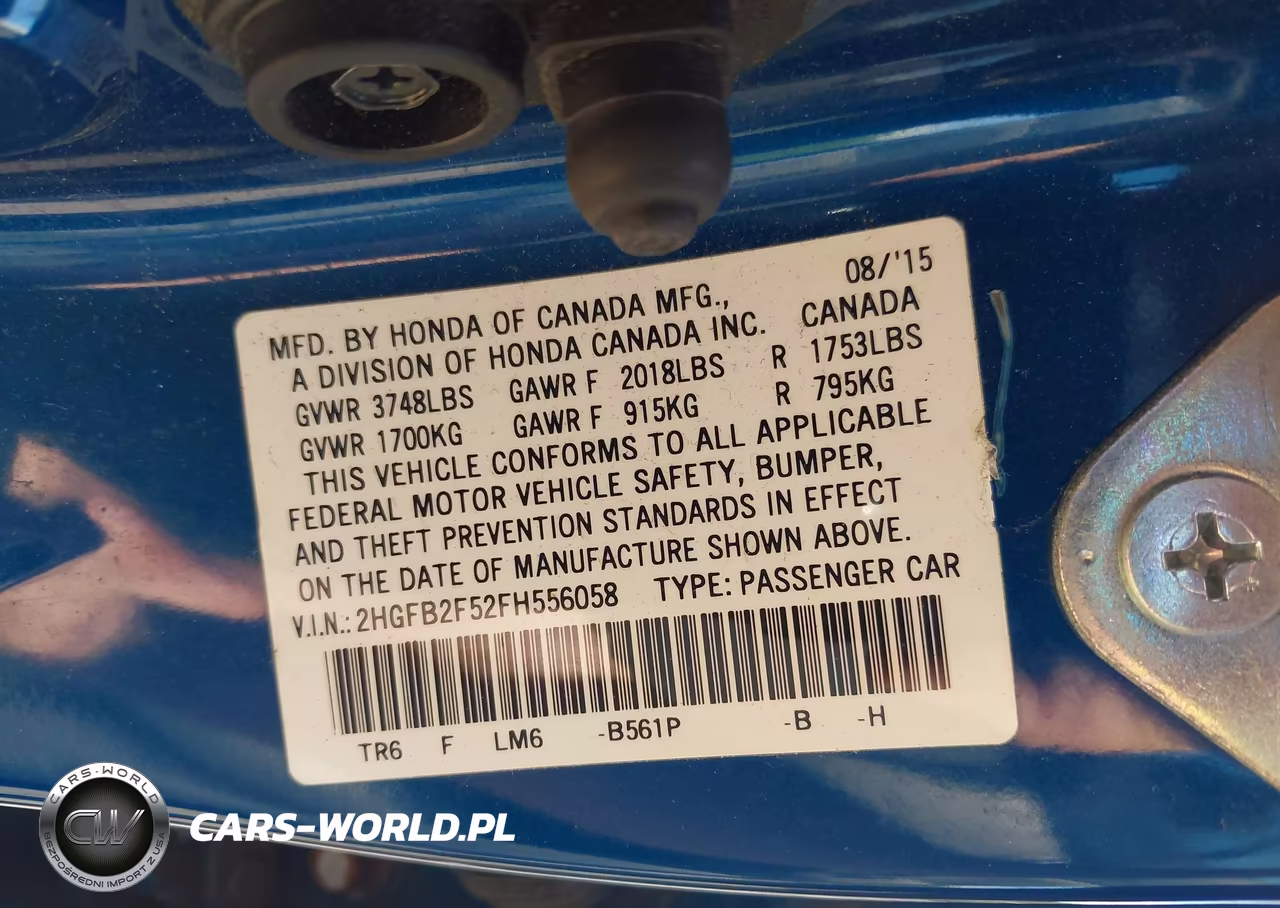 2015 Honda Civic Lx VIN:2HGFB2F52FH556058 - 9