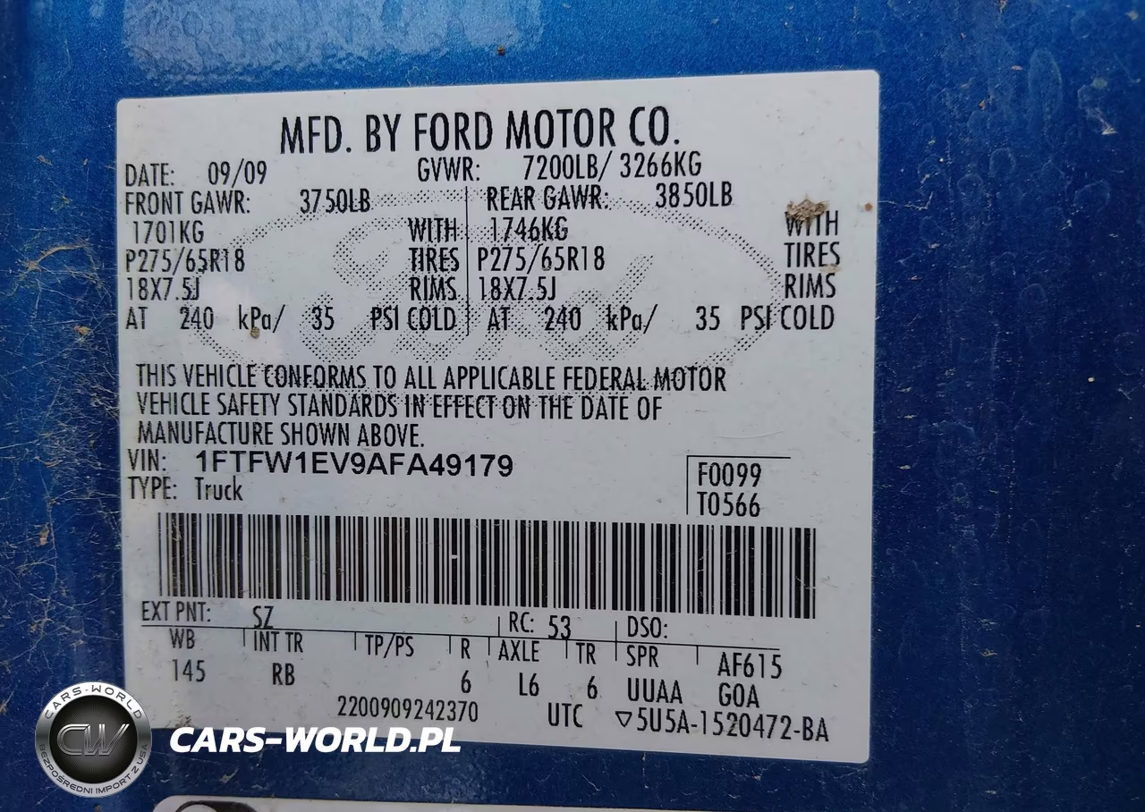 2010 Ford F-150 Fx4 VIN:1FTFW1EV9AFA49179 - 9