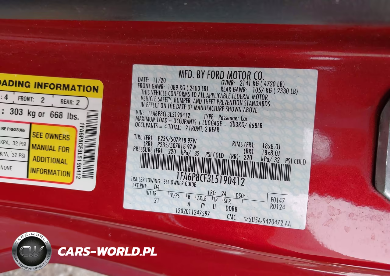 2020 Ford Mustang Gt Fastback VIN:1FA6P8CF3L5190412 - 9