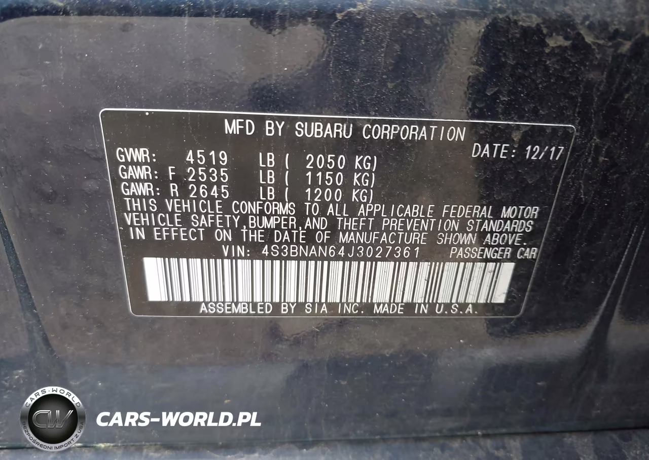 2018 Subaru Legacy 2.5I Limited VIN:4S3BNAN64J3027361 - 9