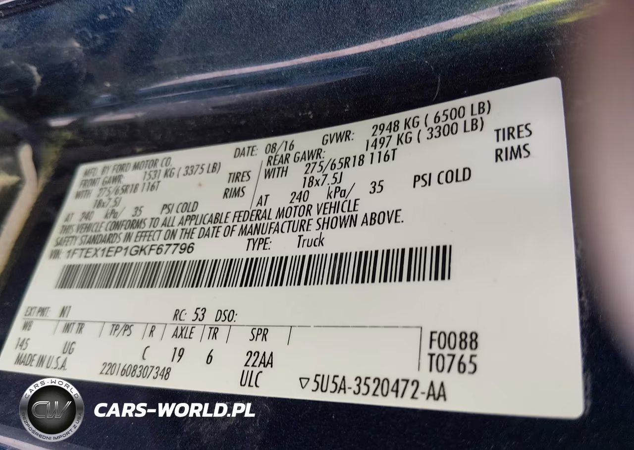2016 Ford F-150 Lariat-Xl-Xlt VIN:1FTEX1EP1GKF67796 - 9