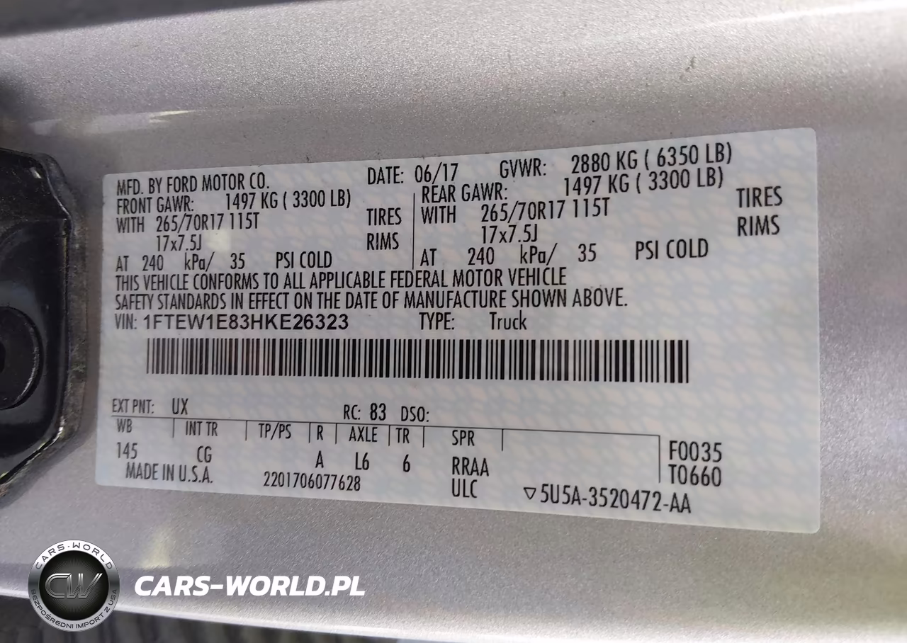 2017 Ford F-150 Xl VIN:1FTEW1E83HKE26323 - 9