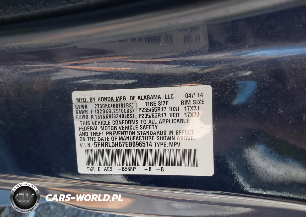 2014 Honda Odyssey Ex-L VIN:5FNRL5H67EB096514 - 9