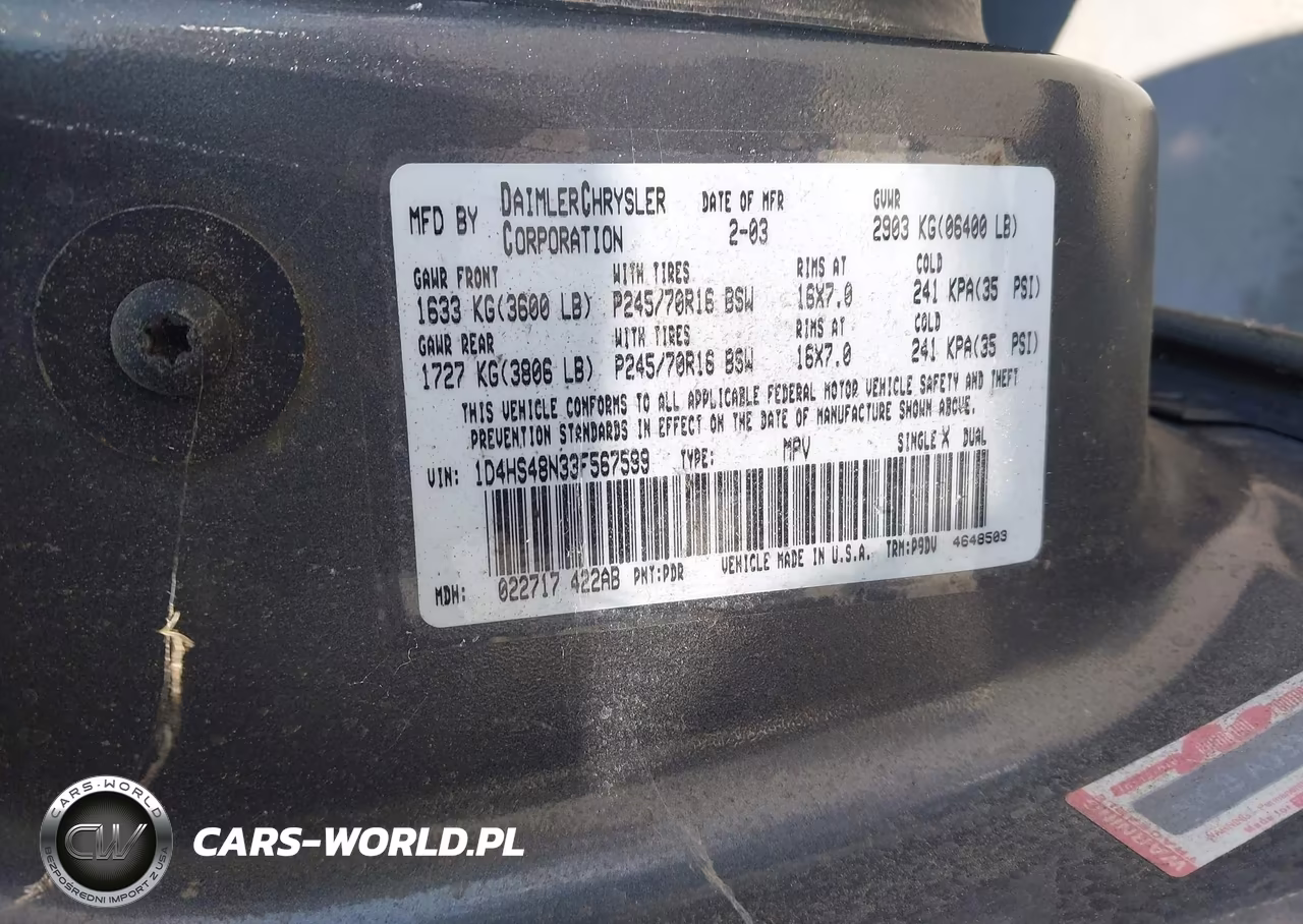 2003 Dodge Durango Slt VIN:1D4HS48N33F567599 - 9