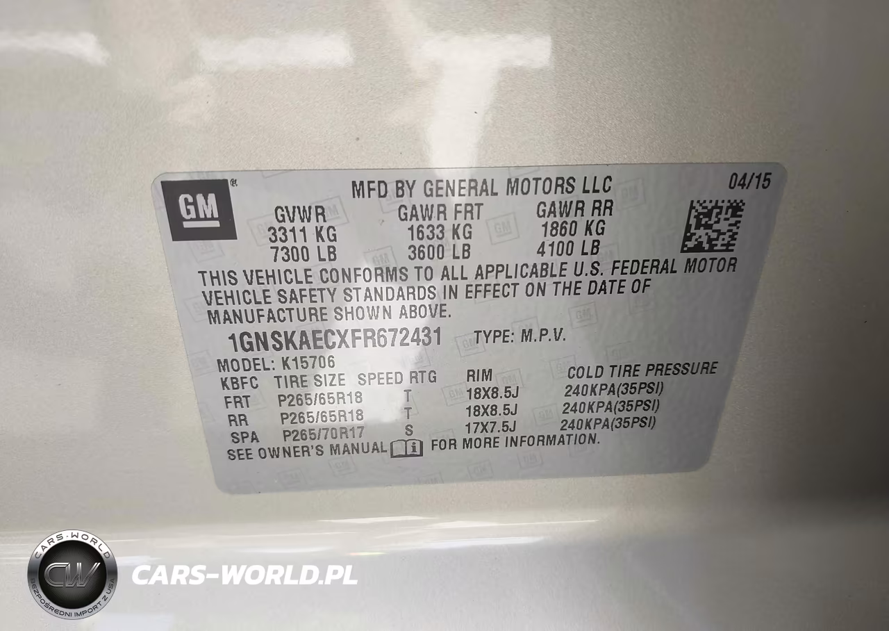 2015 Chevrolet Tahoe Ls VIN:1GNSKAECXFR672431 - 9