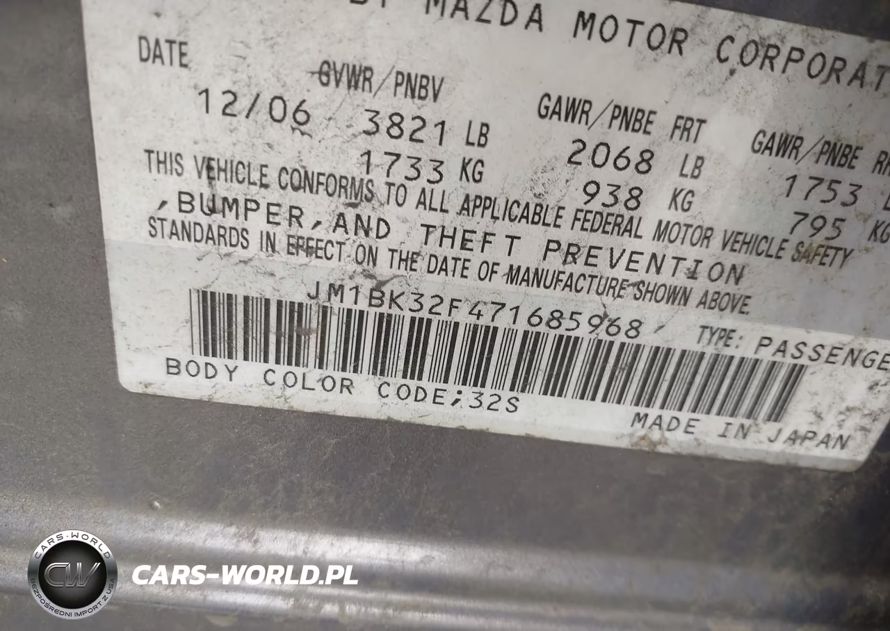 2007 Mazda Mazda3 I VIN:JM1BK32F471685968 - 9