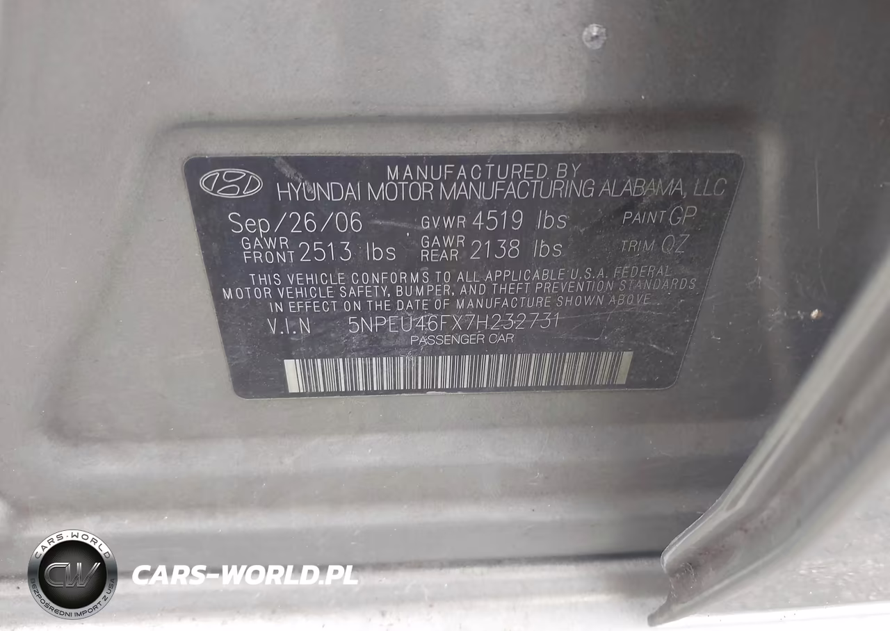 2007 Hyundai Sonata Limited-Se V6 VIN:5NPEU46FX7H232731 - 9