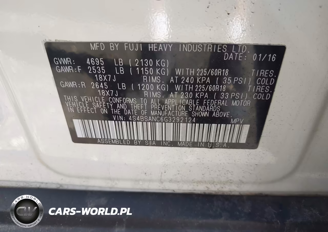 2016 Subaru Outback 2.5I Limited VIN:4S4BSANC6G3292124 - 9