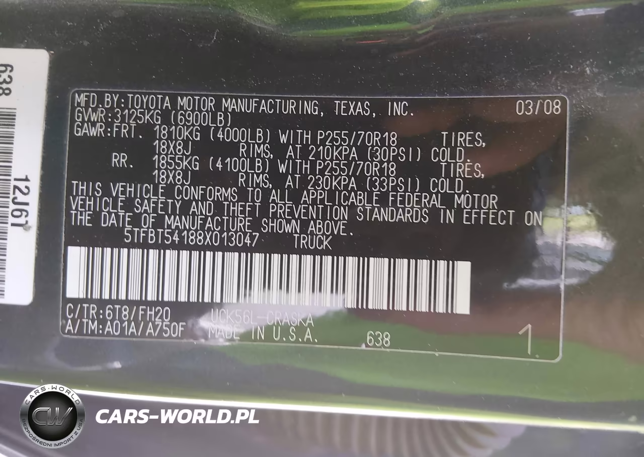 2008 Toyota Tundra Base 4.7L V8 VIN:5TFBT54188X013047 - 9