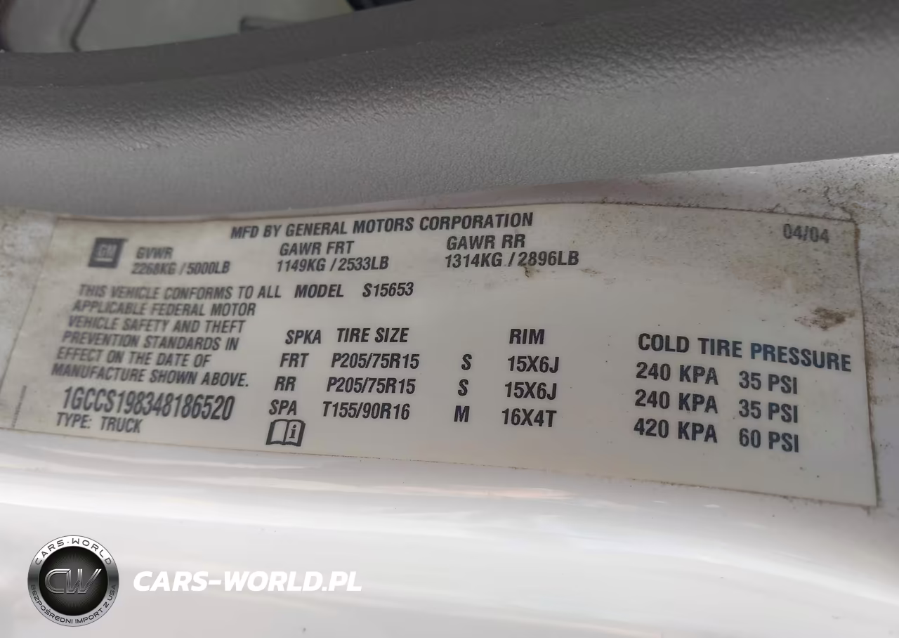 2004 Chevrolet Colorado VIN:1GCCS198348186520 - 9