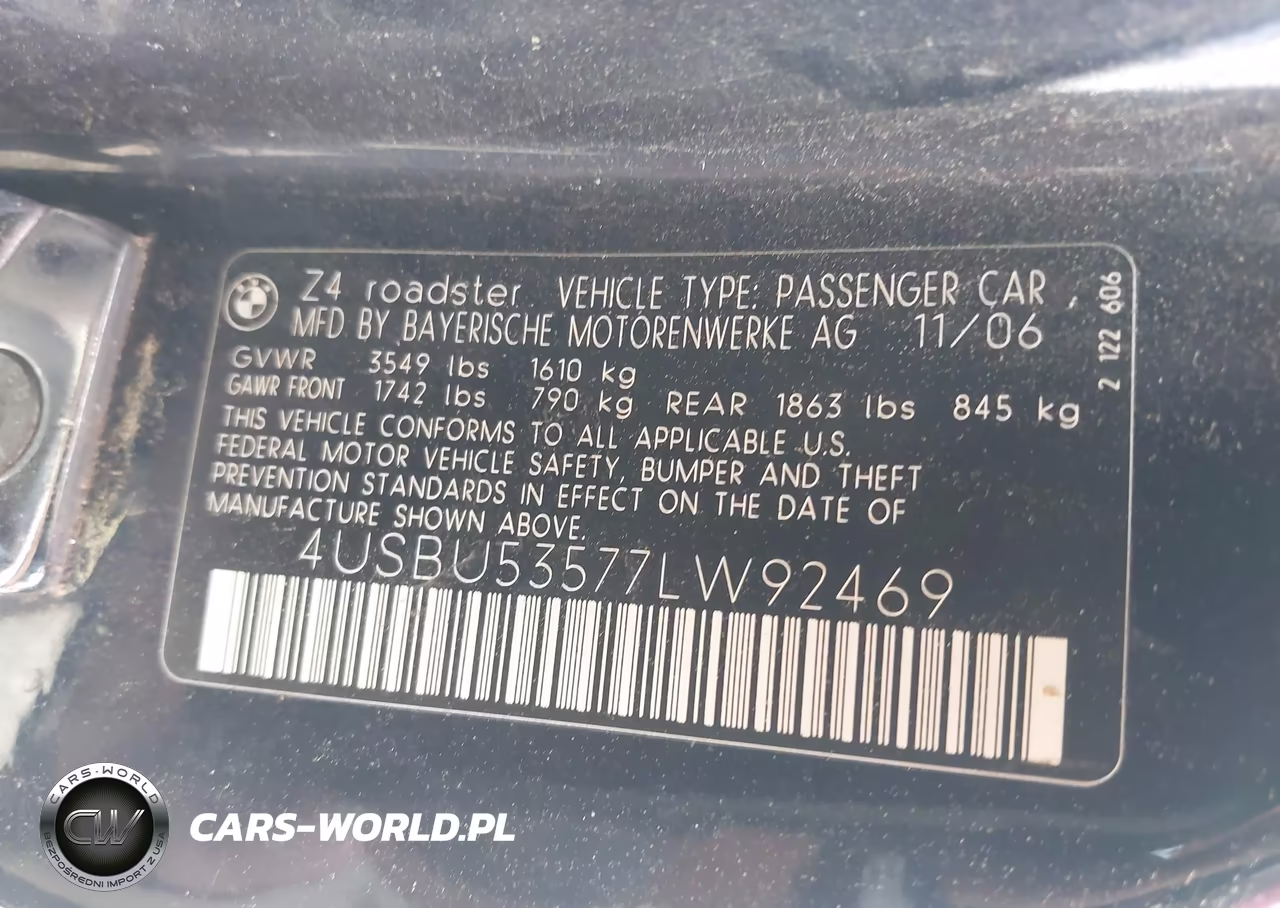 2007 BMW Z4 3.0Si VIN:4USBU53577LW92469 - 9
