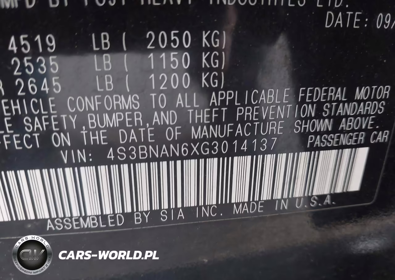 2016 Subaru Legacy 2.5I Limited VIN:4S3BNAN6XG3014137 - 9