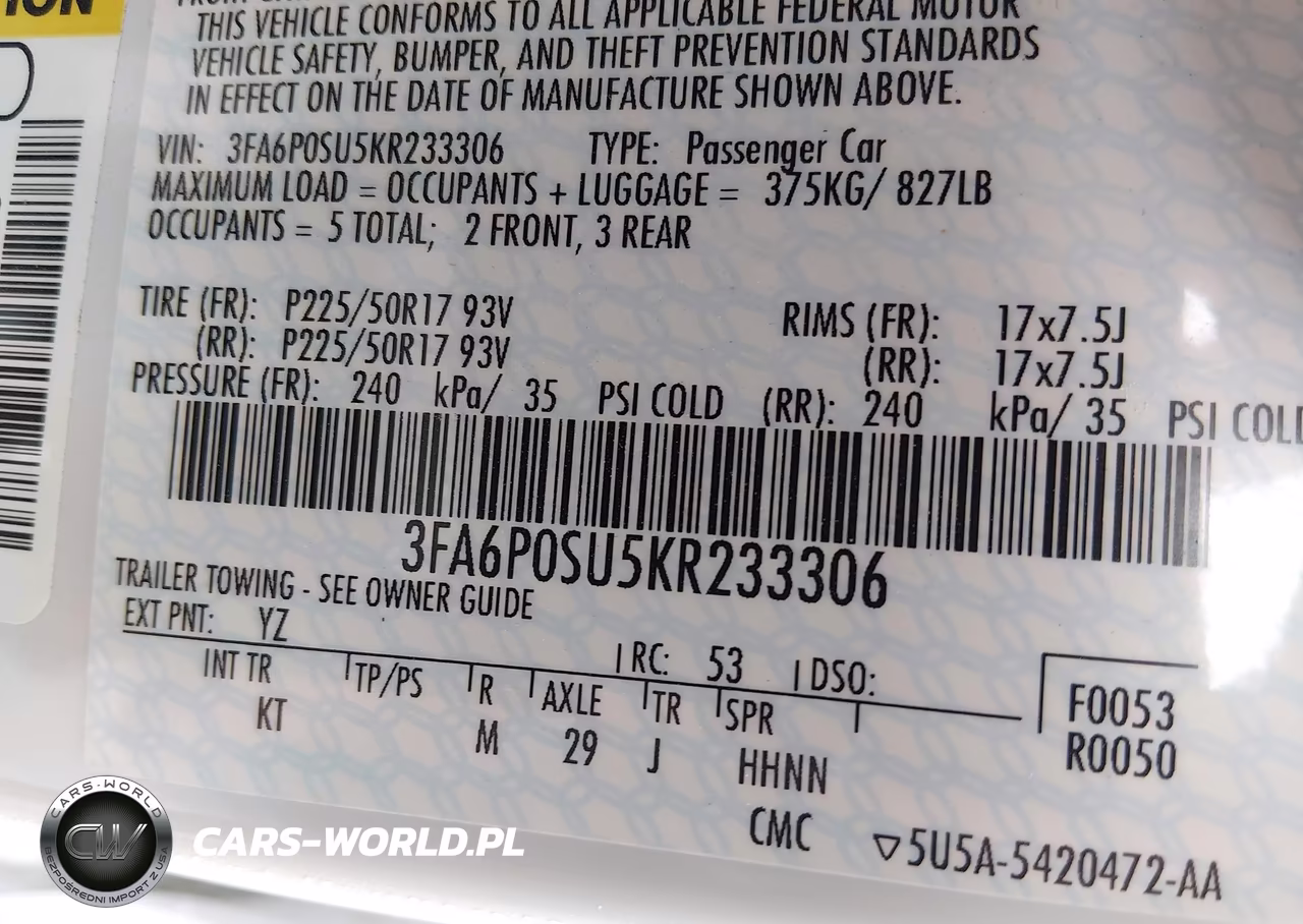 2019 Ford Fusion Energi Titanium VIN:3FA6P0SU5KR233306 - 9