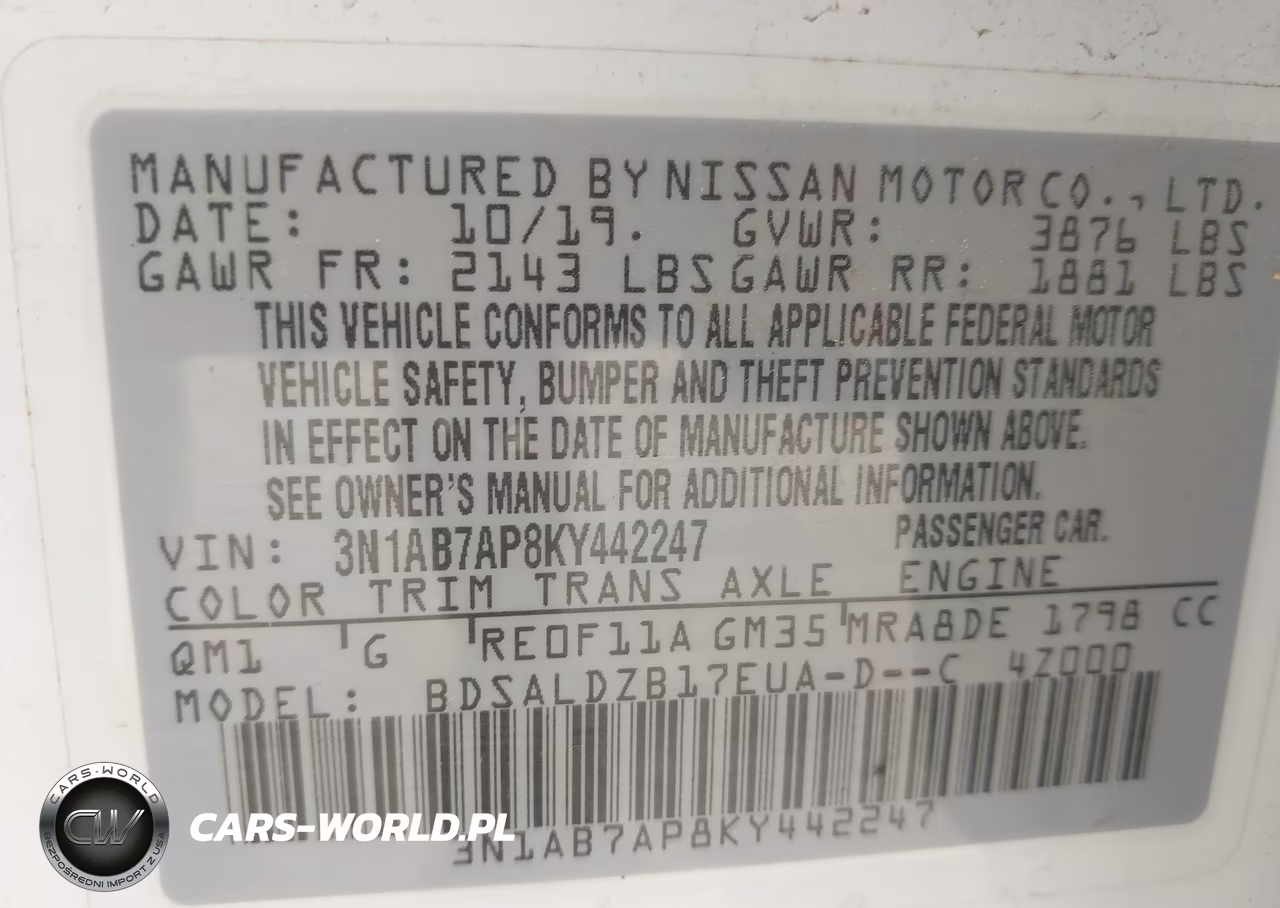 2019 Nissan Sentra Sv VIN:3N1AB7AP8KY442247 - 9