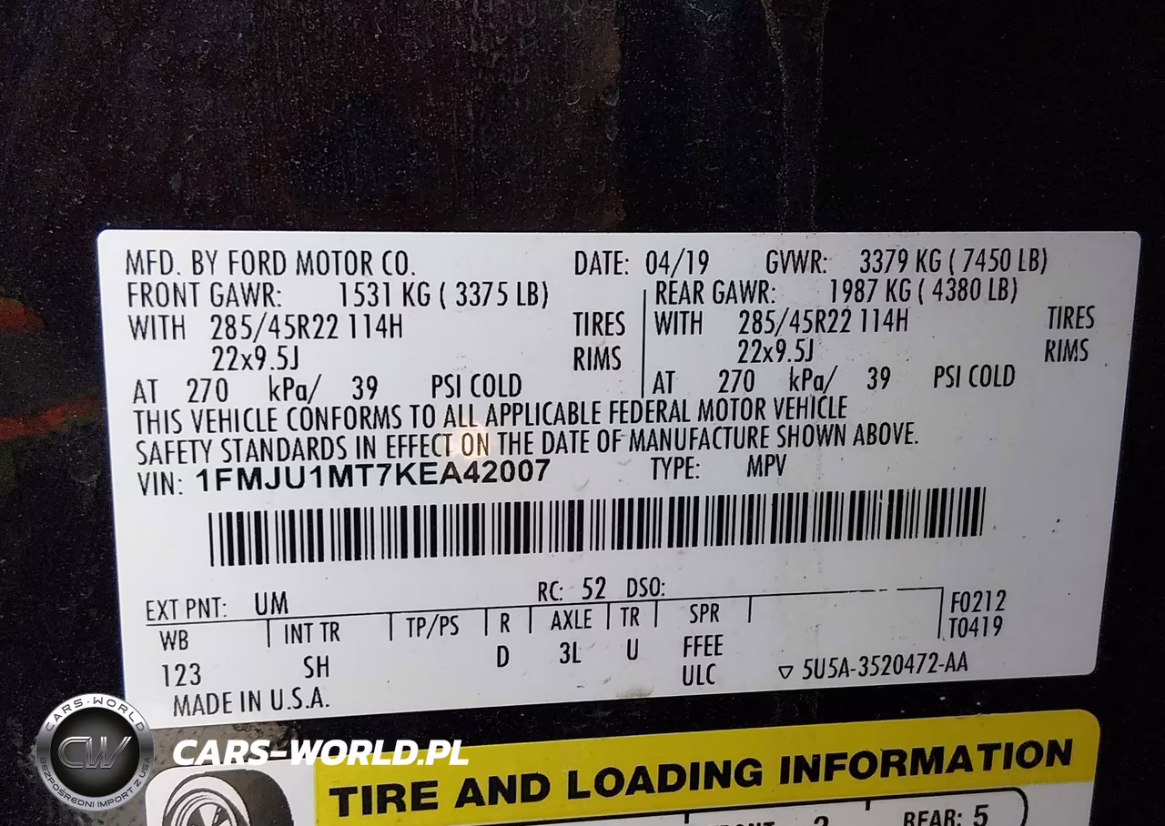 2019 Ford Expedition Platinum VIN:1FMJU1MT7KEA42007 - 9