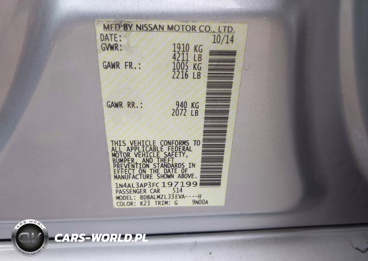 2015 Nissan Altima 2.5 Sv VIN:1N4AL3AP3FC197199 - 9