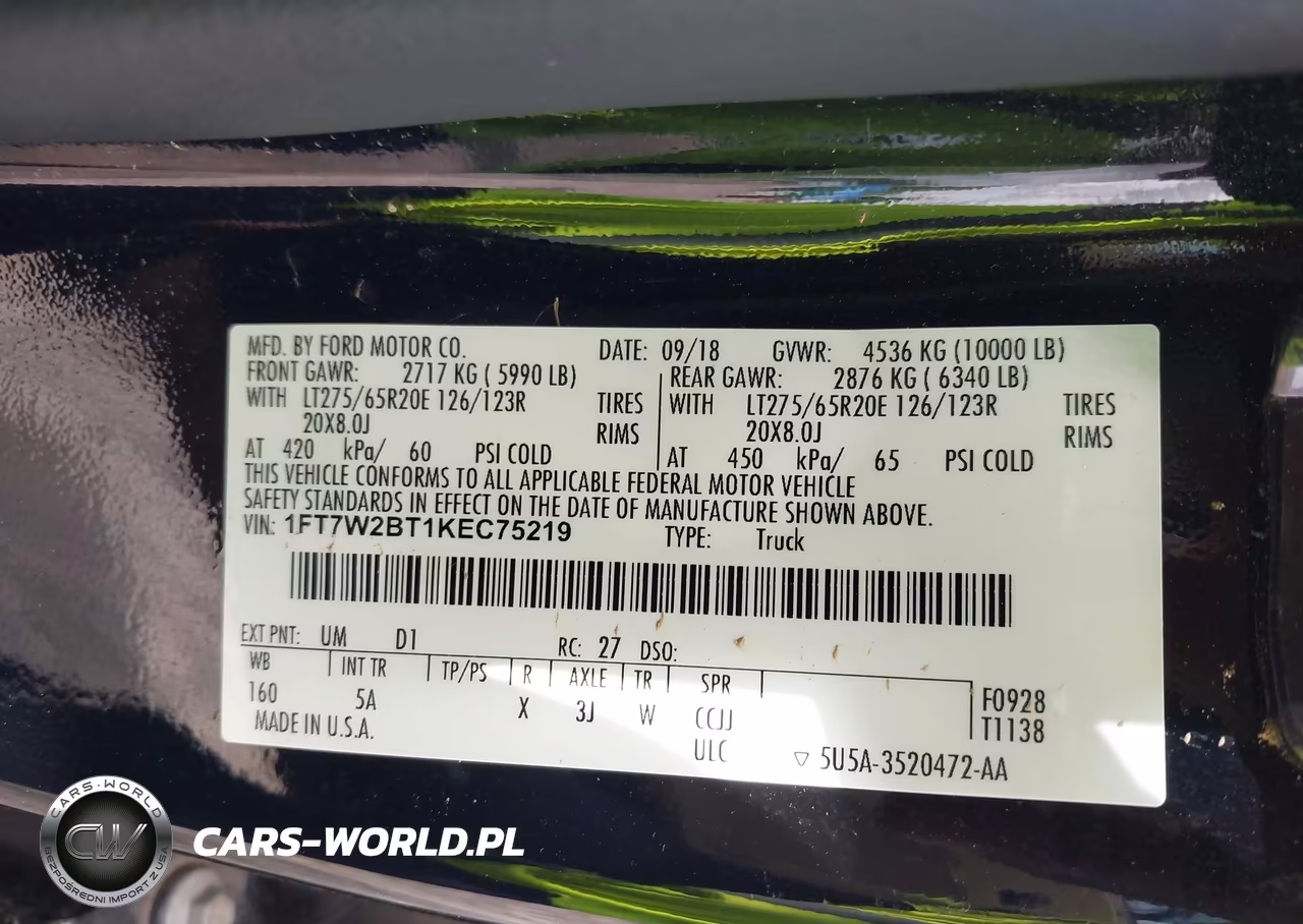 2019 Ford F-250 Lariat VIN:1FT7W2BT1KEC75219 - 9