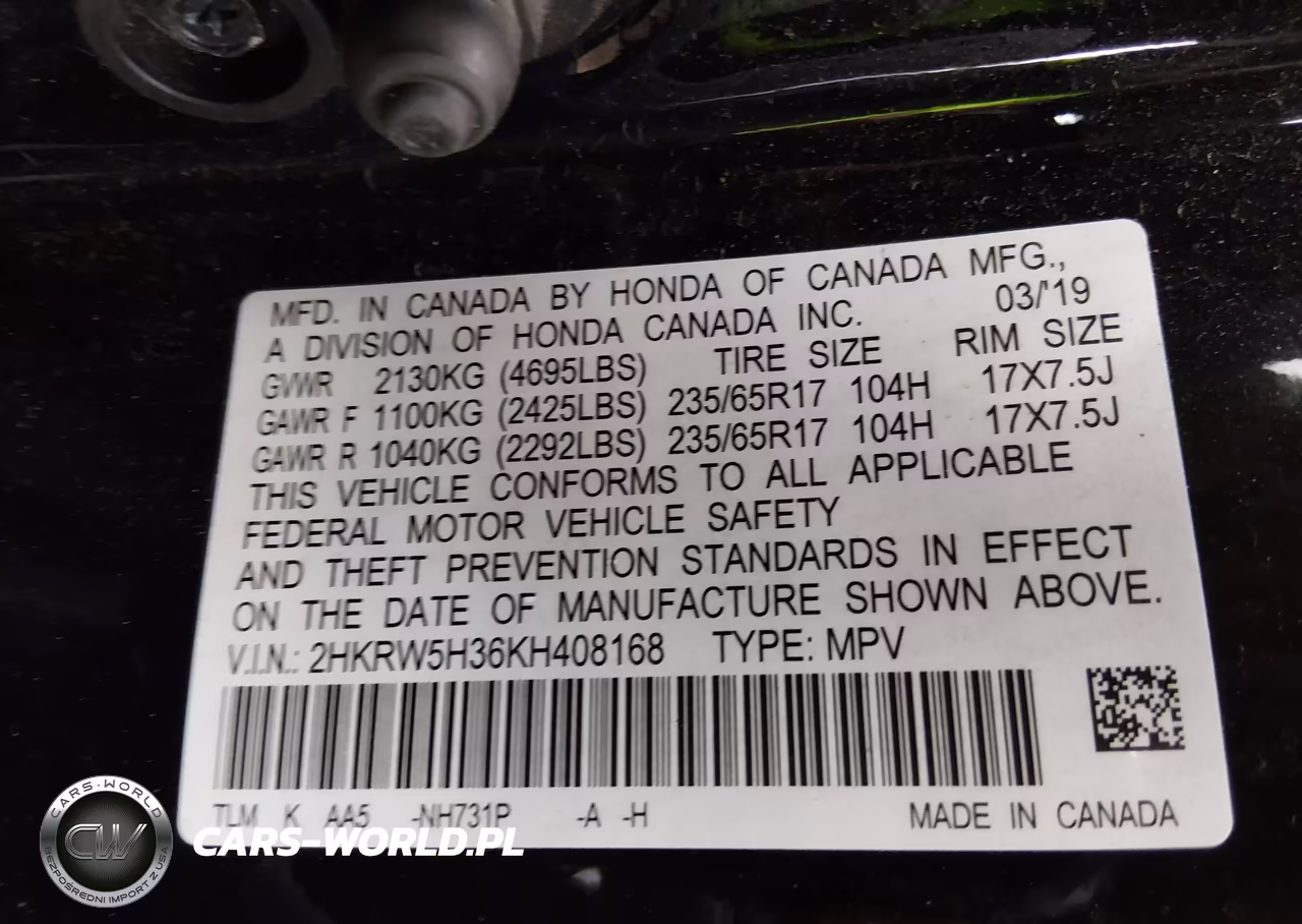 2019 Honda Cr-V Lx VIN:2HKRW5H36KH408168 - 9