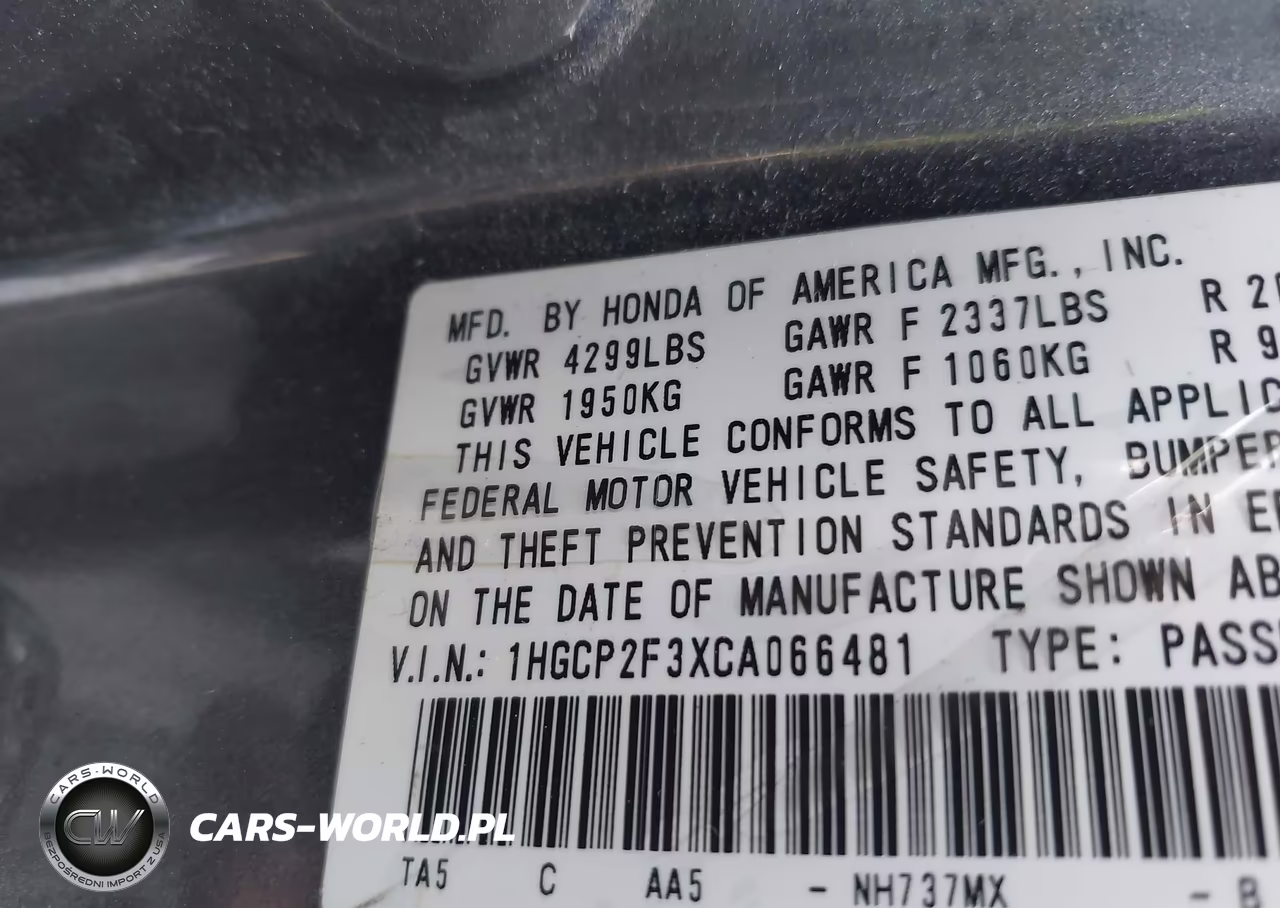 2012 Honda Accord 2.4 Lx VIN:1HGCP2F3XCA066481 - 9