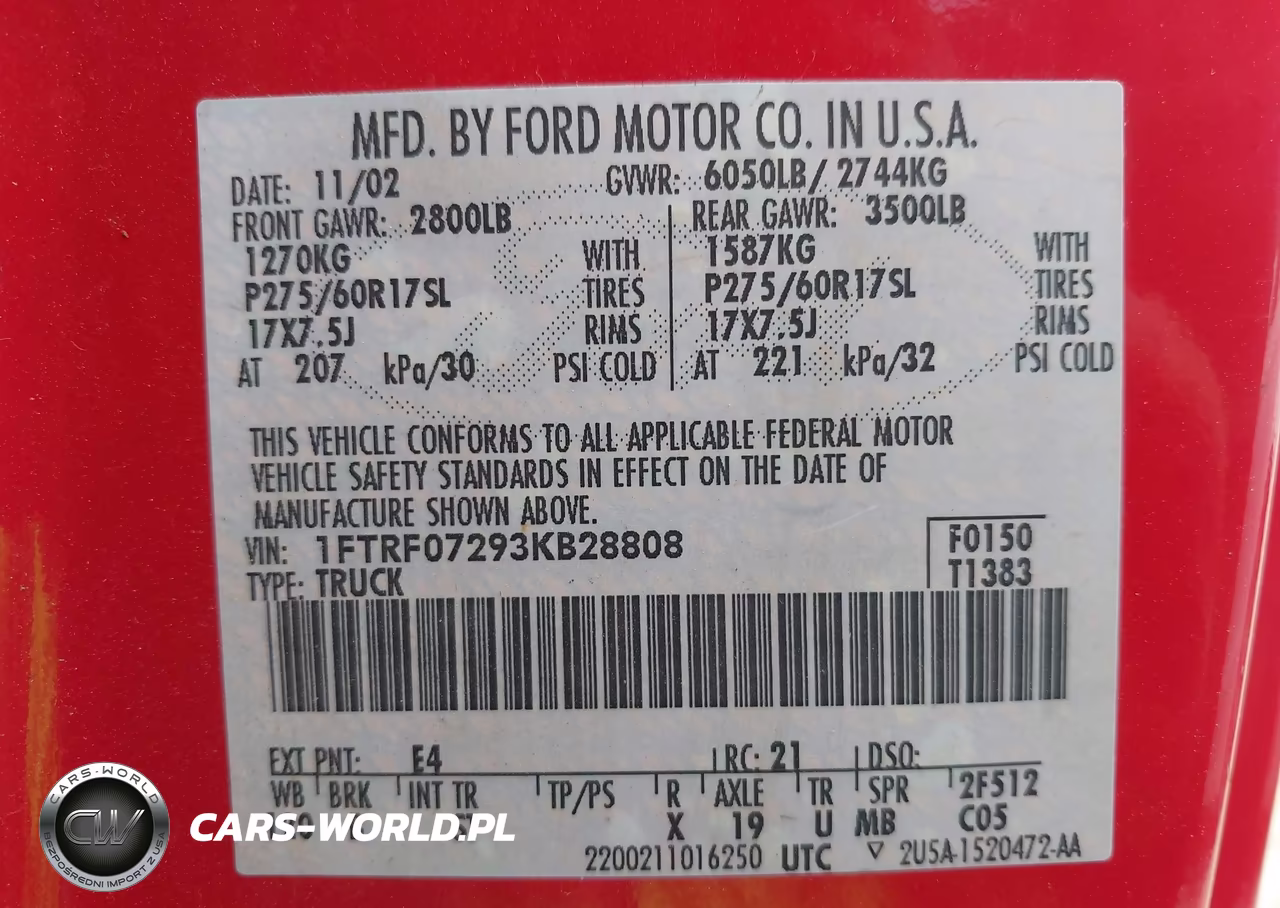 2003 Ford F-150 Xl-Xlt VIN:1FTRF07293KB28808 - 9