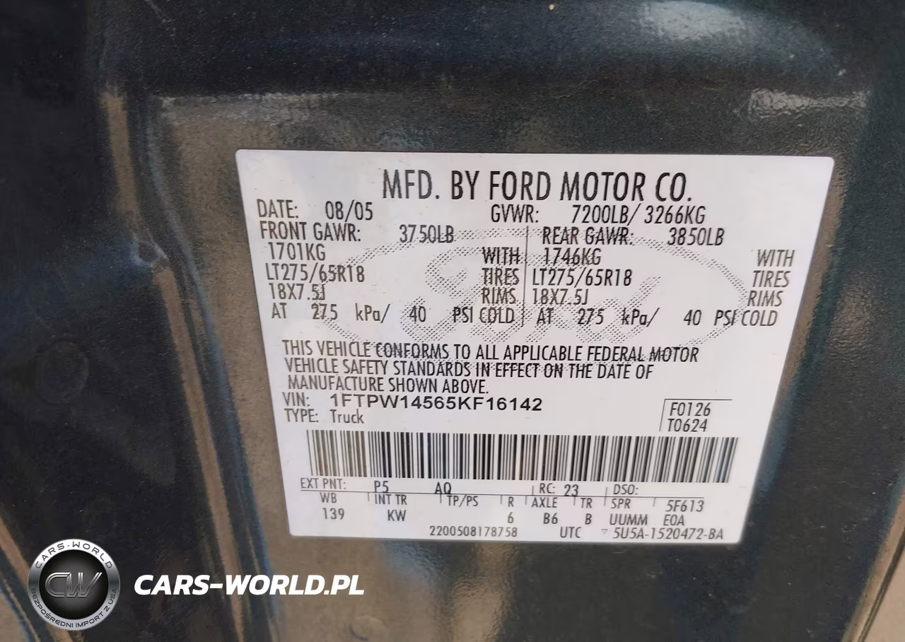 2005 Ford F-150 Fx4-Lariat-Xlt VIN:1FTPW14565KF16142 - 9