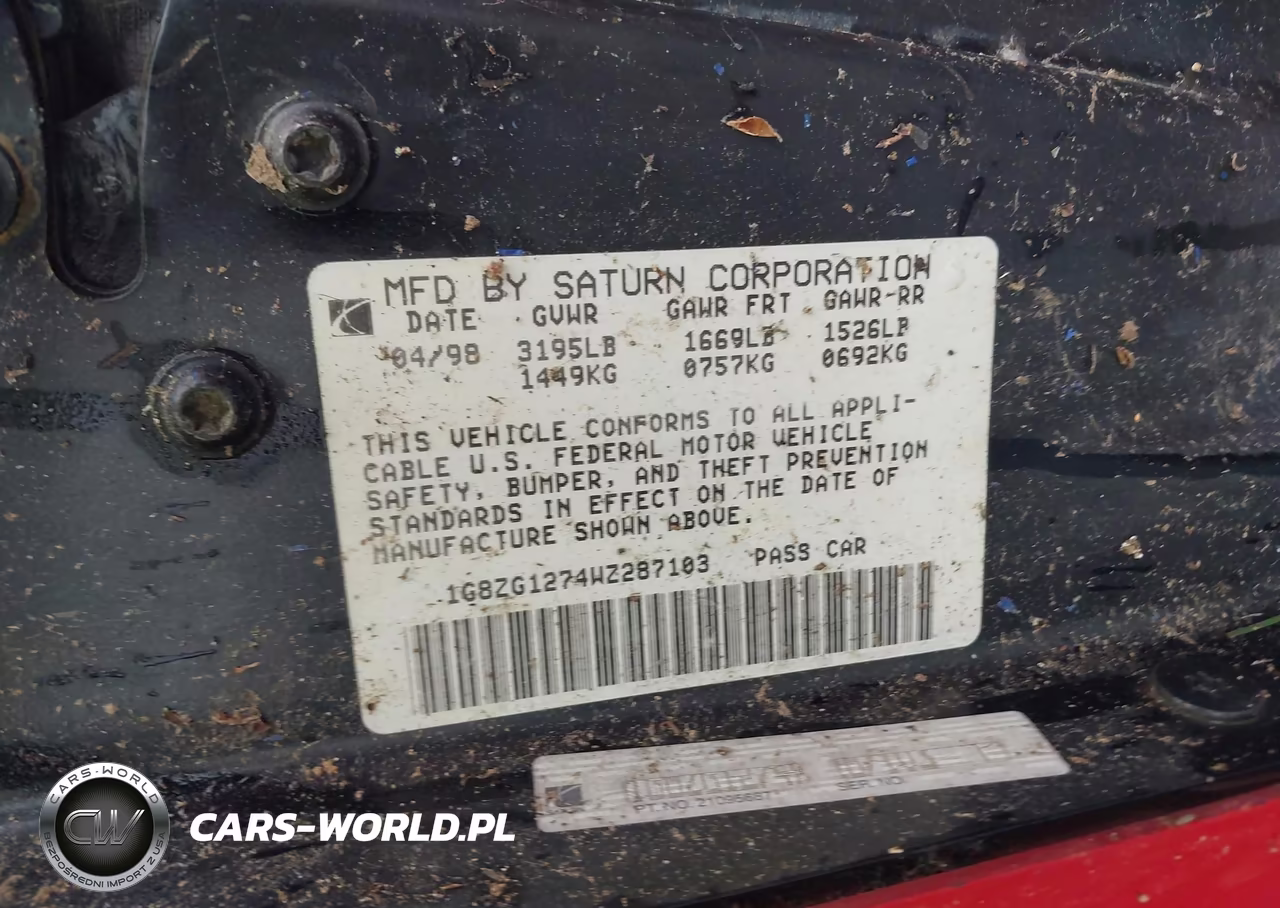 1998 Saturn Sc2 VIN:1G8ZG1274WZ287103 - 9