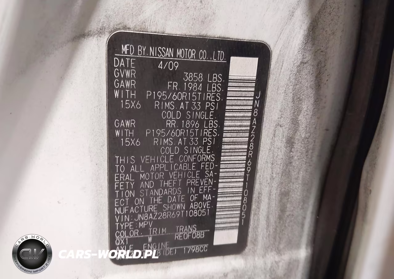 2009 Nissan Cube 1.8S VIN:JN8AZ28R69T108051 - 9