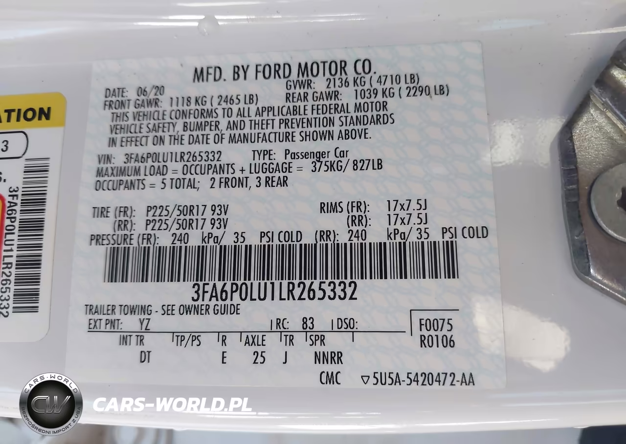 2020 Ford Fusion Hybrid Se VIN:3FA6P0LU1LR265332 - 9