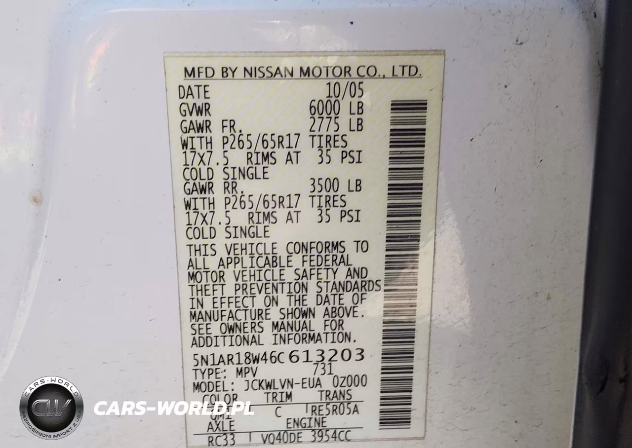 2006 Nissan Pathfinder Le VIN:5N1AR18W46C613203 - 9