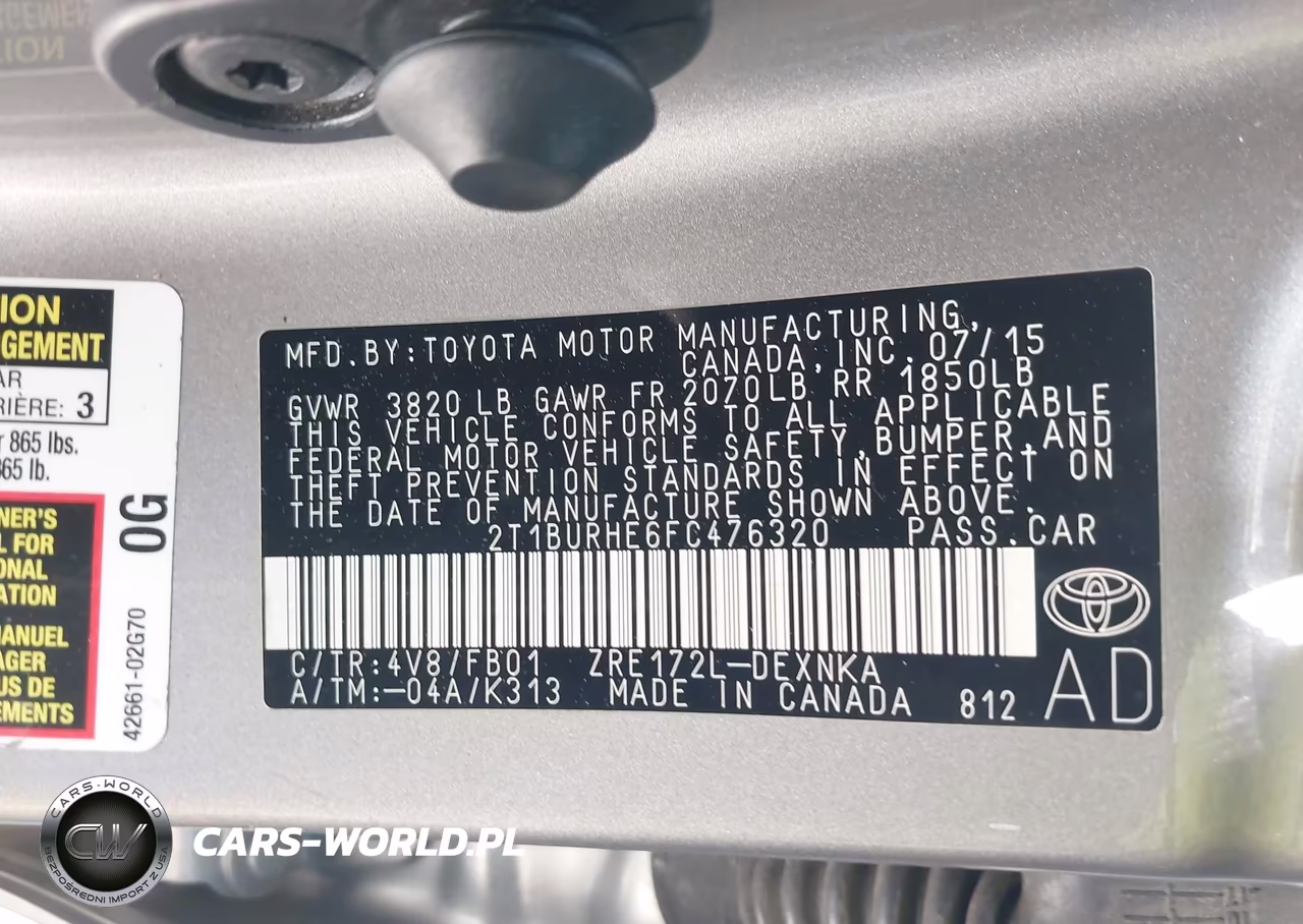 2015 Toyota Corolla Le VIN:2T1BURHE6FC476320 - 9