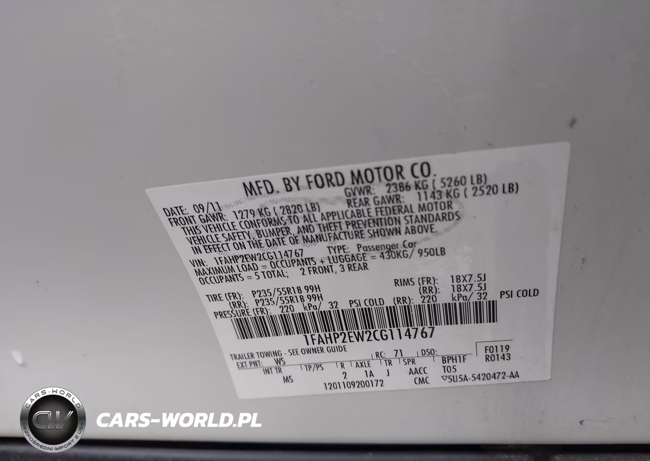 2012 Ford Taurus Sel VIN:1FAHP2EW2CG114767 - 9