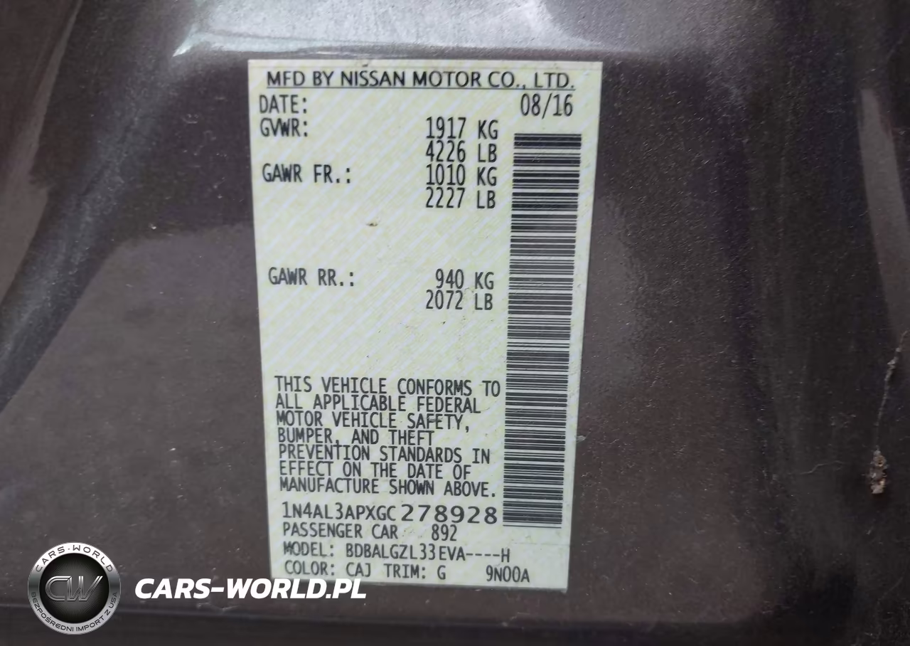 2016 Nissan Altima 2.5 S VIN:1N4AL3APXGC278928 - 9