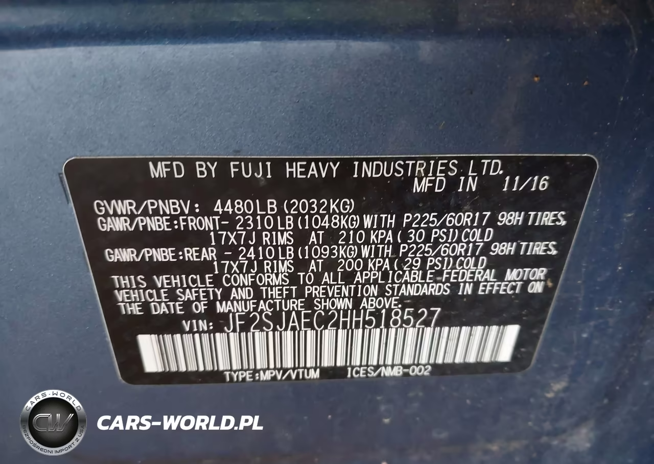 2017 Subaru Forester 2.5I Premium VIN:JF2SJAEC2HH518527 - 9