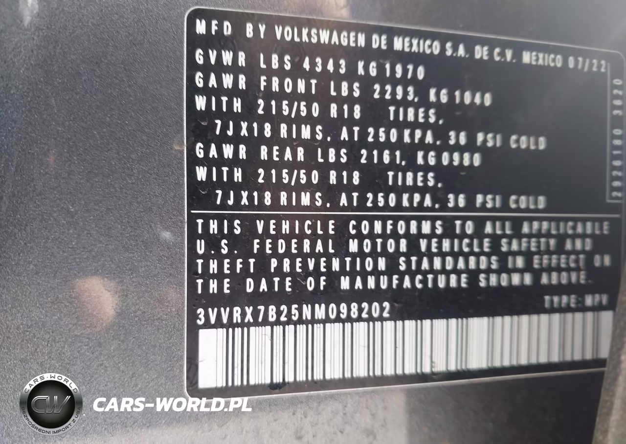 2022 Volkswagen Taos 1.5T Se VIN:3VVRX7B25NM098202 - 9