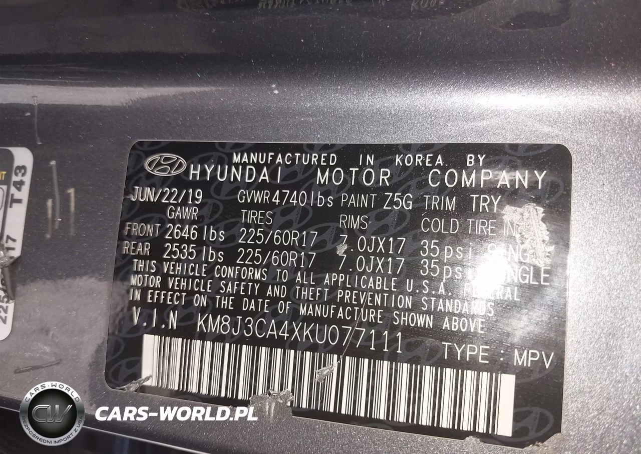 2019 Hyundai Tucson Value VIN:KM8J3CA4XKU077111 - 9