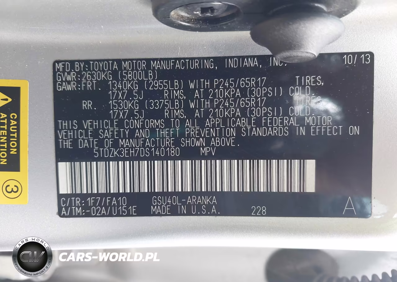 2013 Toyota Highlander Base Plus V6 VIN:5TDZK3EH7DS140180 - 9