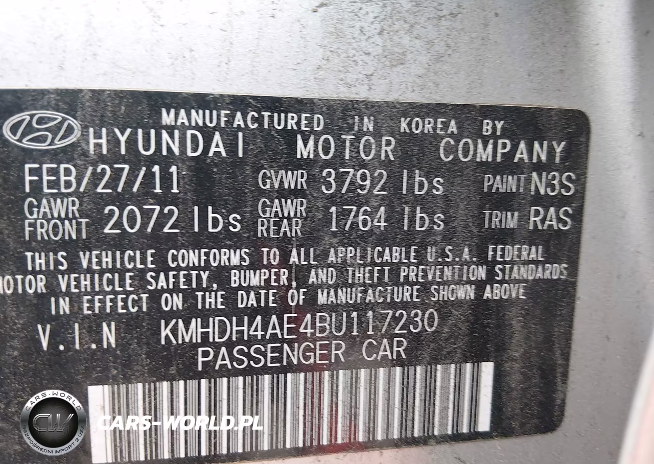 2011 Hyundai Elantra Gls (Ulsan Plant) VIN:KMHDH4AE4BU117230 - 9